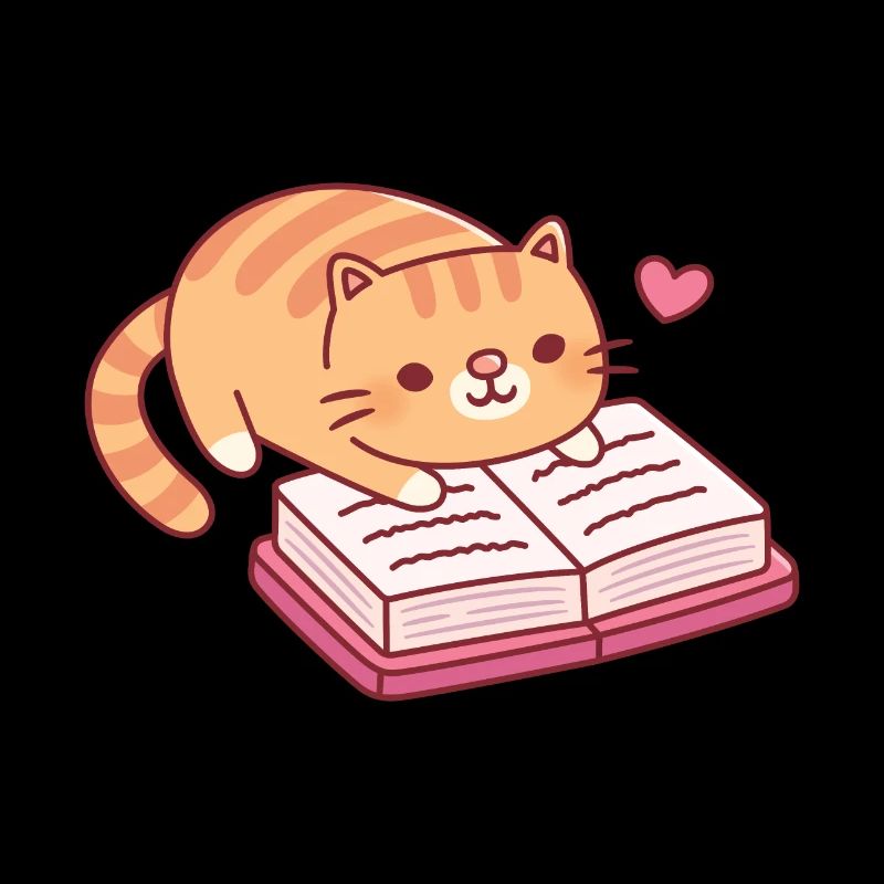 Süße getigerte Katze, die ein Buch liest