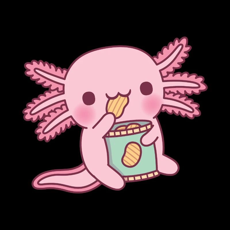 Mignon Axolotl mangeant des chips de pommes de terre