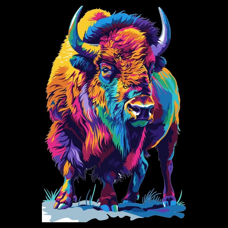 Bunter Bison Abstrakte Tierkunst Wildnis