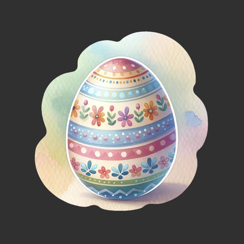 Minimalist Watercolor Painted Style Easter Egg