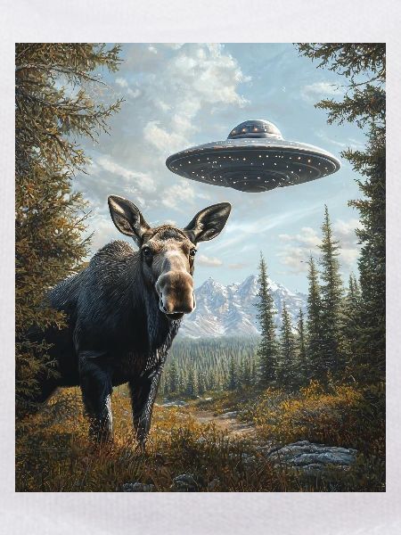 Elch Selfie mit UFO