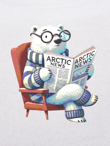 Eisbär liest Zeitung