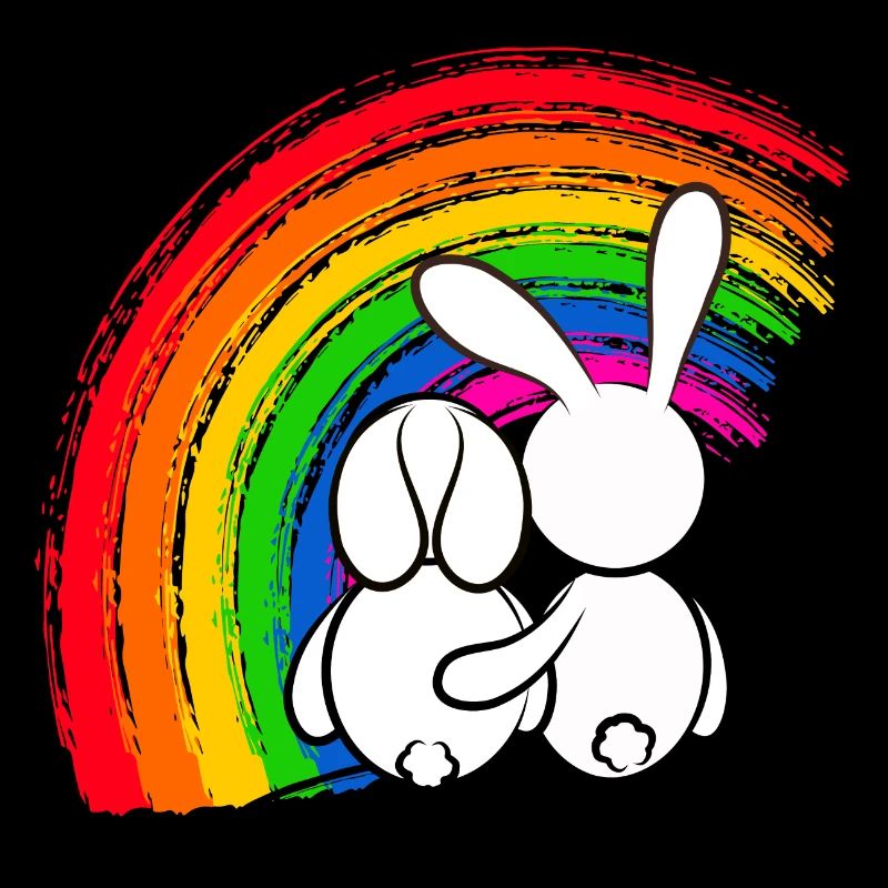 Lapins devant la Pride Arc-en-ciel