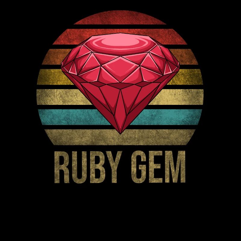 Ruby Gemstone Retro Sunset