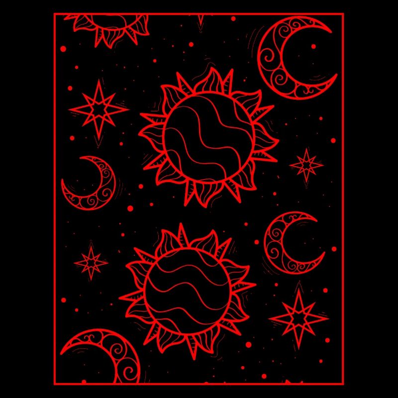Bohemian Aesthetic Sun and Moon Pattern