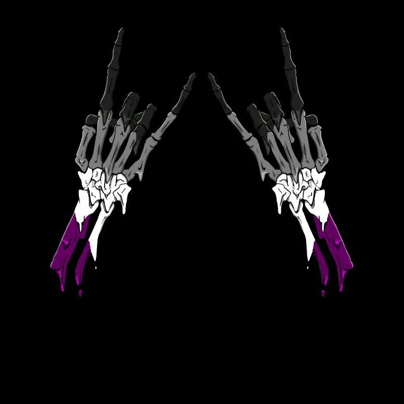 Asexual Pride Ace Flag Devil Horn Skeleton Subtle