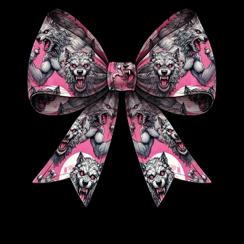 Coquette Bow Werewolf Wolf Pattern Halloween