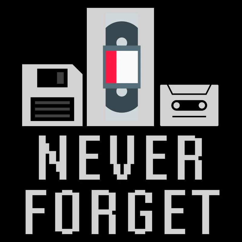 Never Forget Floppy Disk Video Tape Cassette Tech