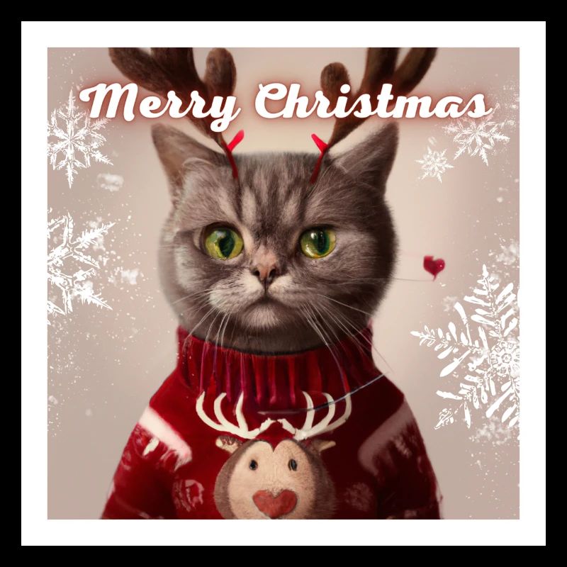 Doux chat britannique dans un pull de Noël.