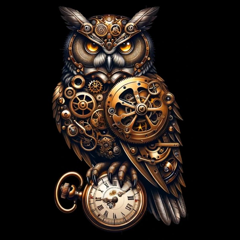 Clockwork Sentinel: Steampunk-Eule mit Getriebe