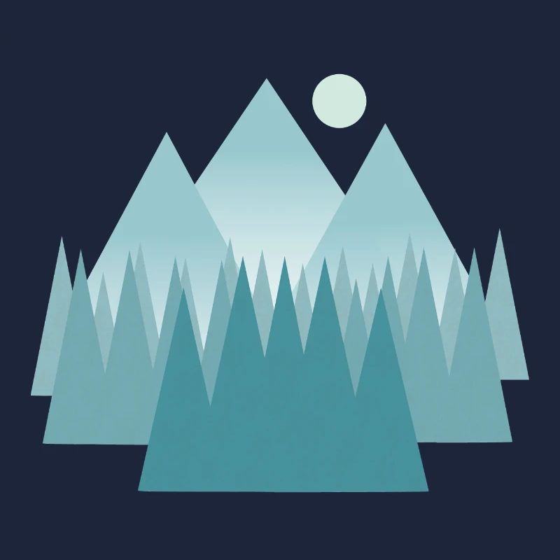 Astral mountain landscape in blue tones