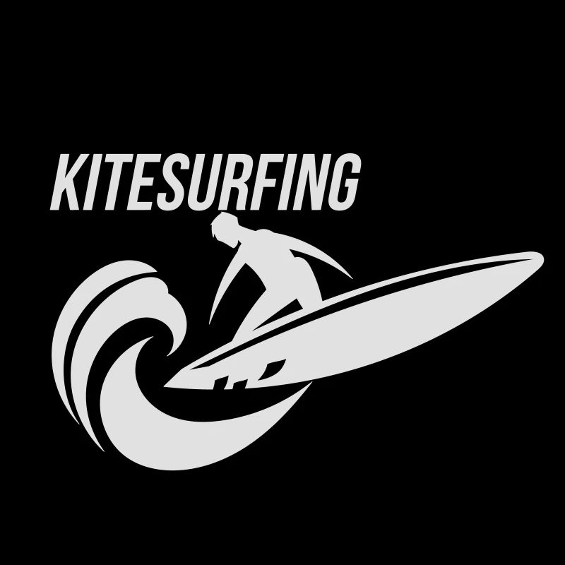 Kitesurfer on kiteboard rides wave