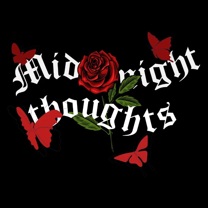 Rote Schmetterlinge & Rose "Midnight thoughts"