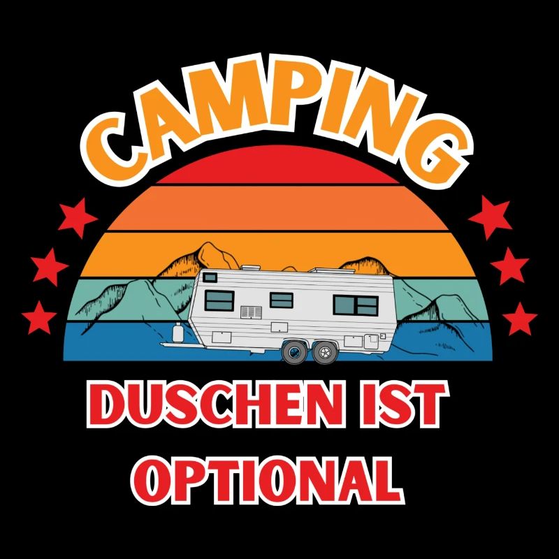 Drôle de slogan de camping. La douche est facultative