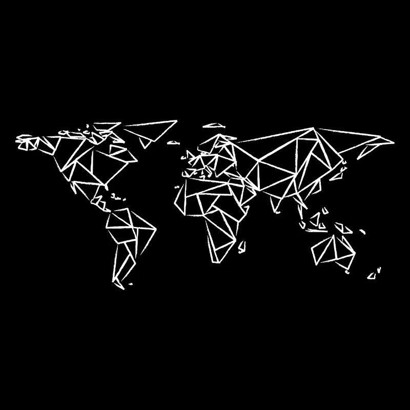 World Map Geometric - World Map Charcoal Drawing