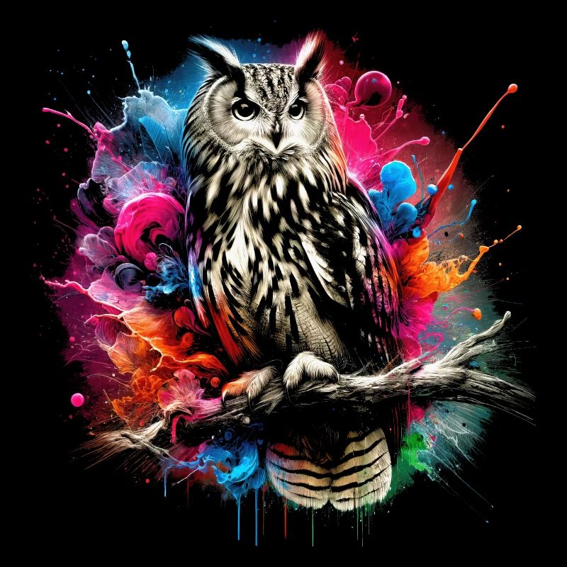 Bunte Eule mit coolen Farbspritzer