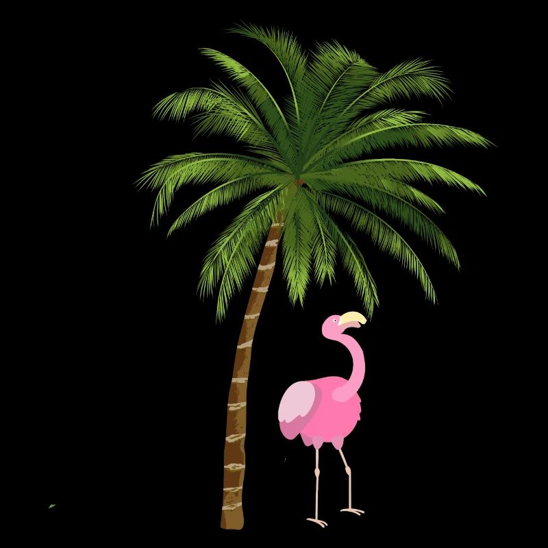 Flamingo with palm tree