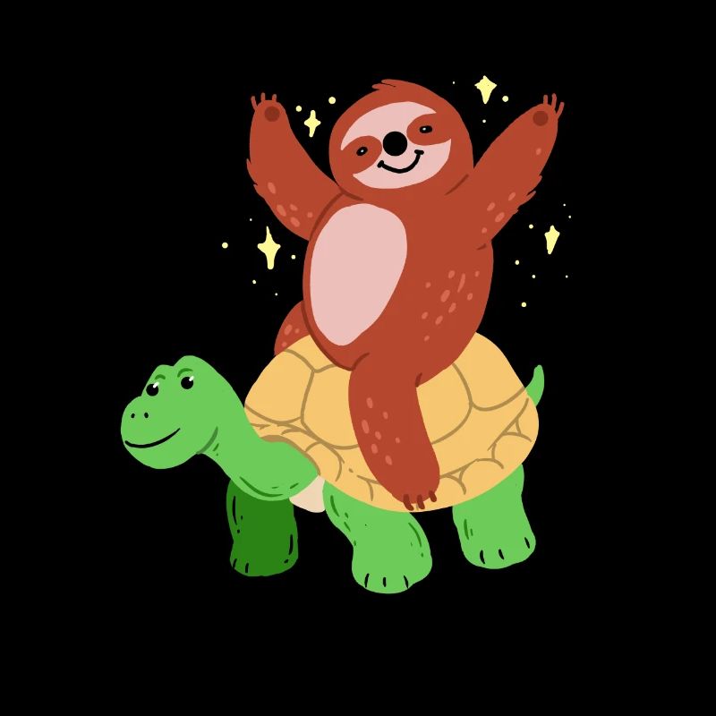 Funny turtle and sloth - Lazy Slowly
