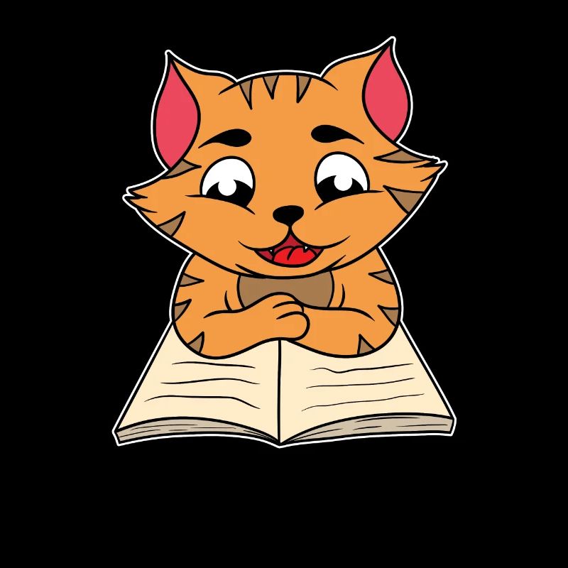 Cat Kitten Book Read Bookworm Gift