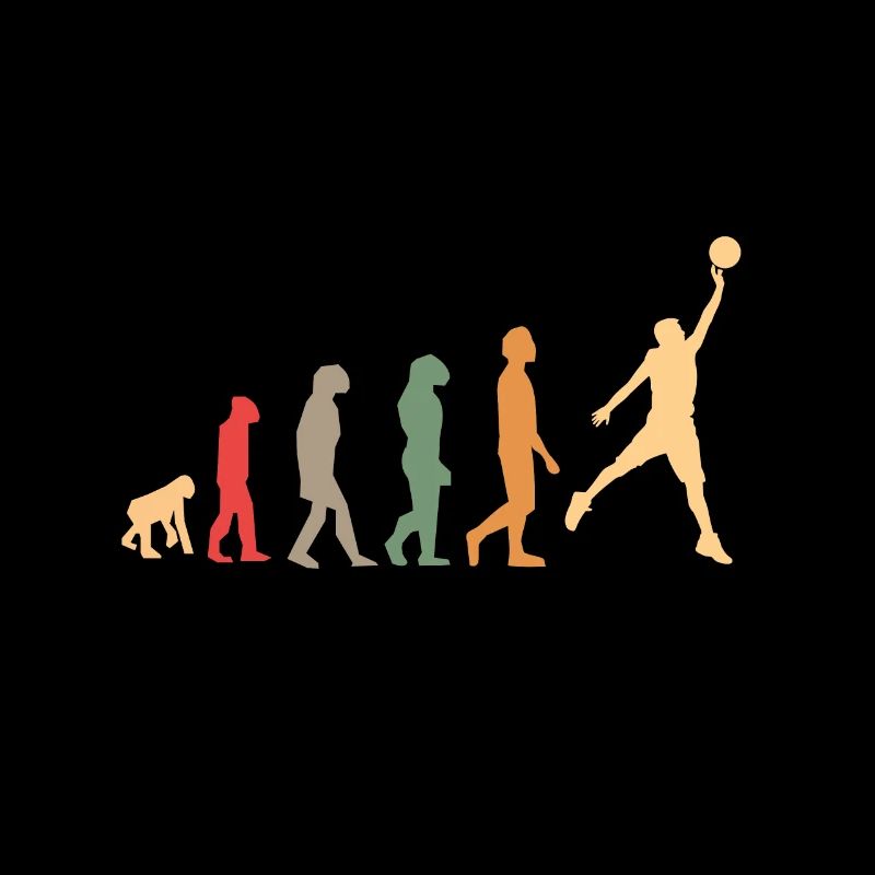 panier de basket vintage, retro evolution avec dunk