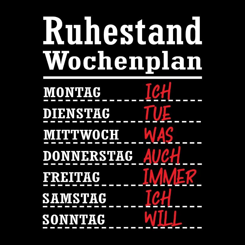 Ruhestand Rentner Wochenplan Geschenk
