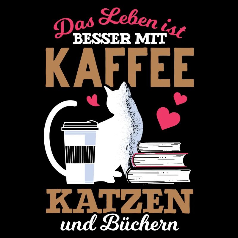 Katze Bücher Kaffee Kaffeetrinker