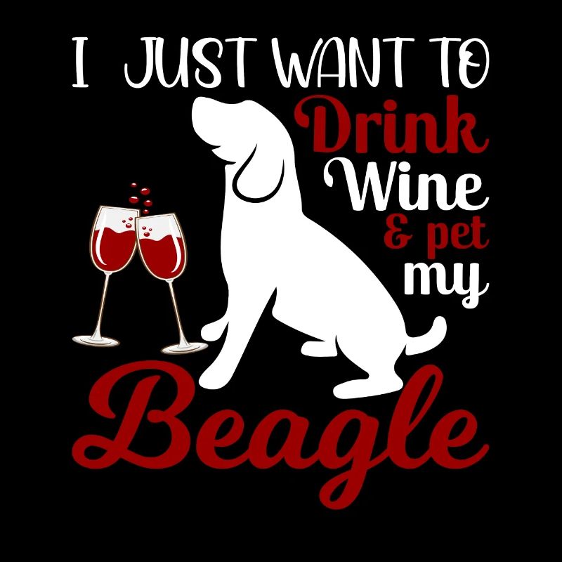 Wine Drinking and Beagle Stroking Funny Graphics