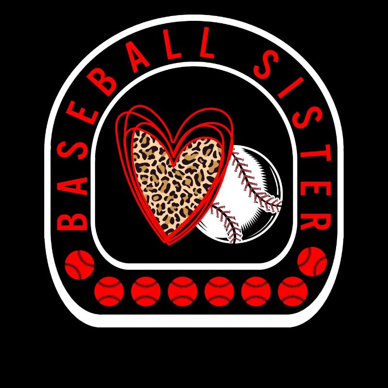 Baseball-Shirt, Baseball Schwester Herz Leopard Tee