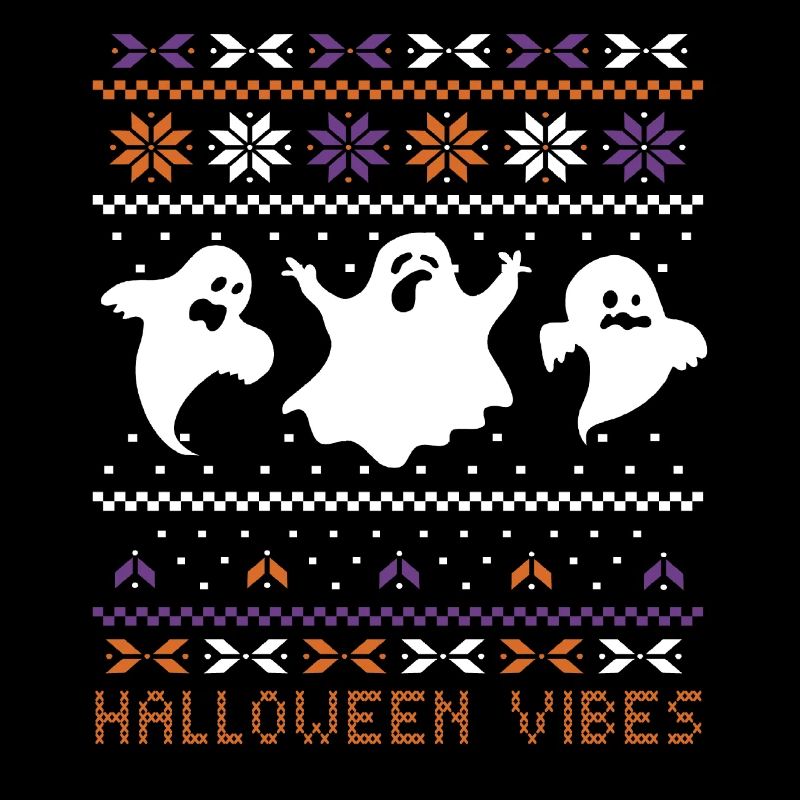 Stitch Pattern Ghost Creatures Vibes Halloween