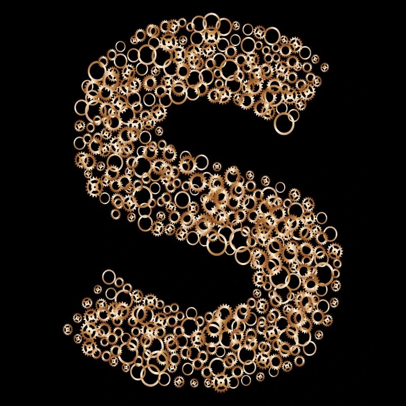 Design steampunk Letter S composé de rouages et de lavage