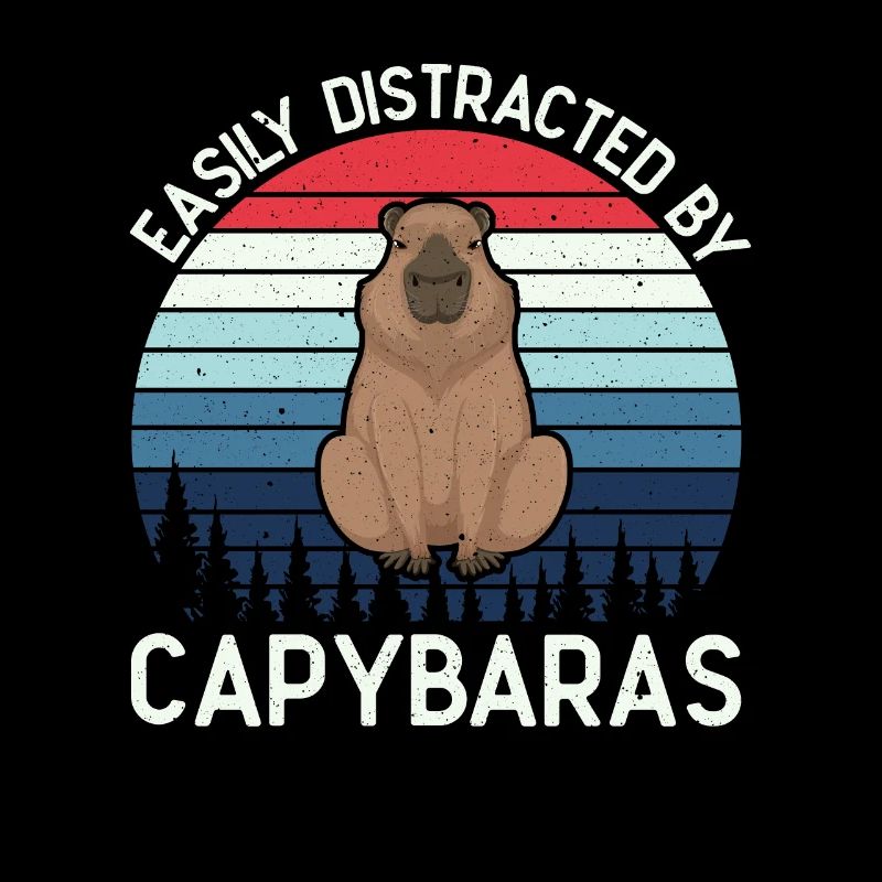 Retro Easily Distracted by Capybaras Capybara