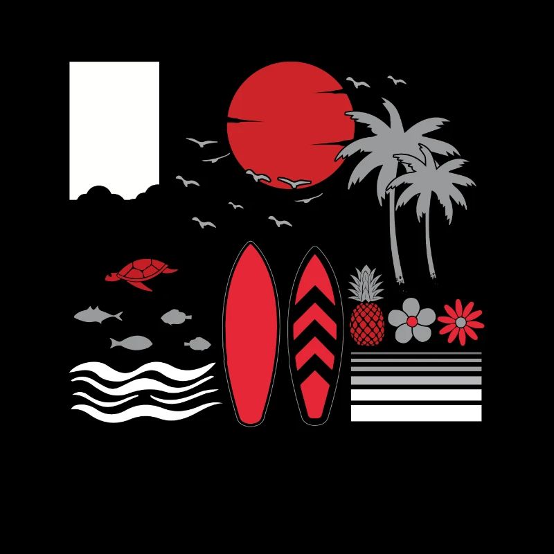 Hawaii Summer Palm Tree Surf Hello Summer
