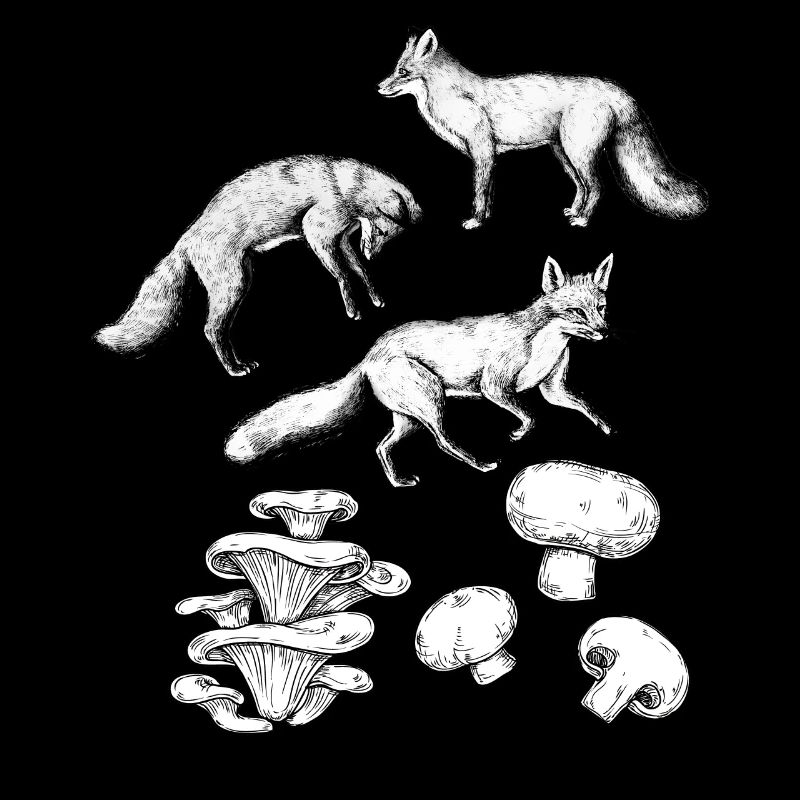 Gothic Hemd, Fuchs Und Pilze Nordisch Pagan Goth