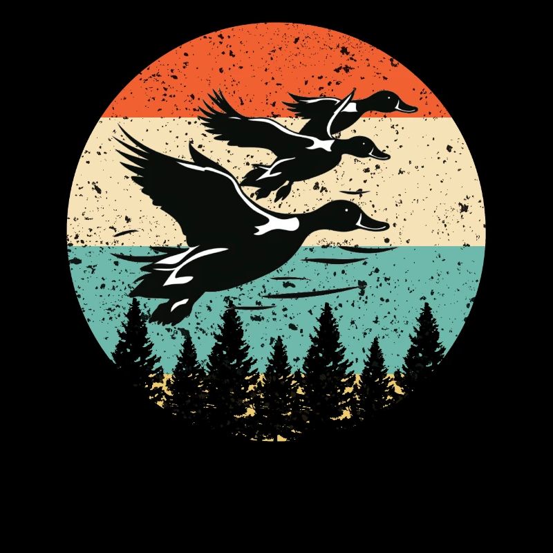 Retro Duck Hunting Sunset Flying Duck Hunter