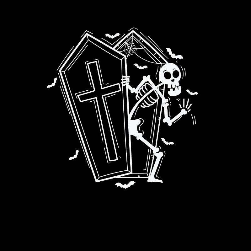 Skeleton and coffin horror melancholy