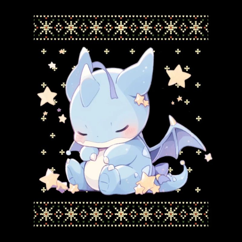 Dragon kawaii dans le style pull de Noël moche