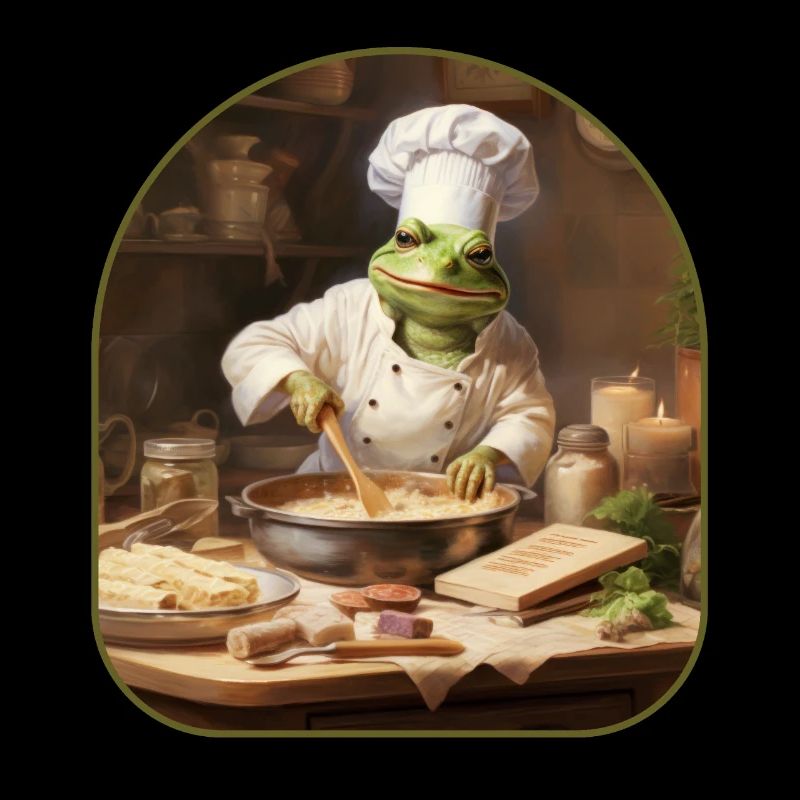 Chef Frog Baking Pies Kitchen Cottagecore