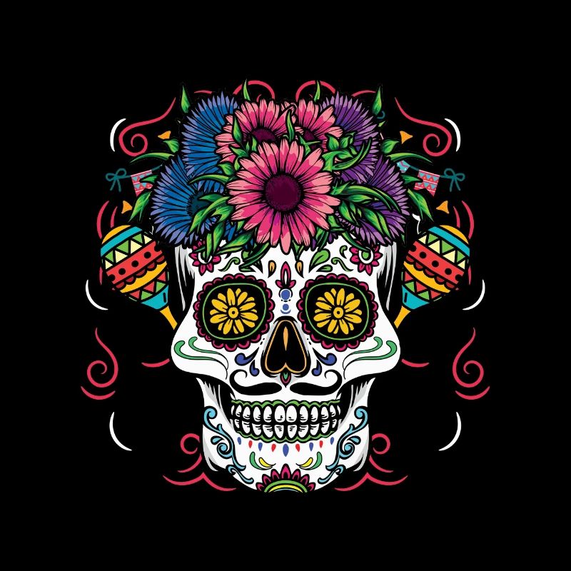 Crâne coloré avec des fleurs
