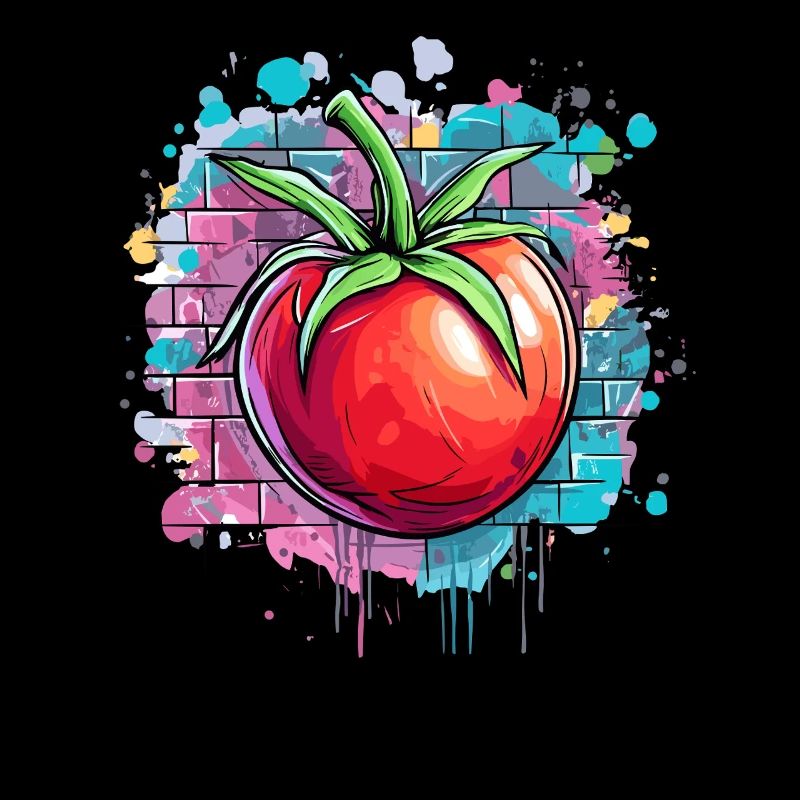 Graffiti tomato on wall