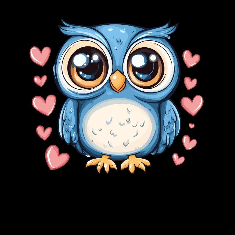 Blaue Eule mit Herzen