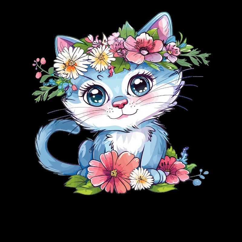 Chat fleur dans une couronne