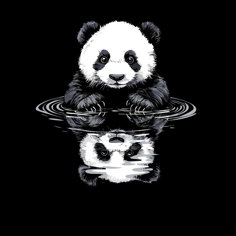 Panda with water reflection