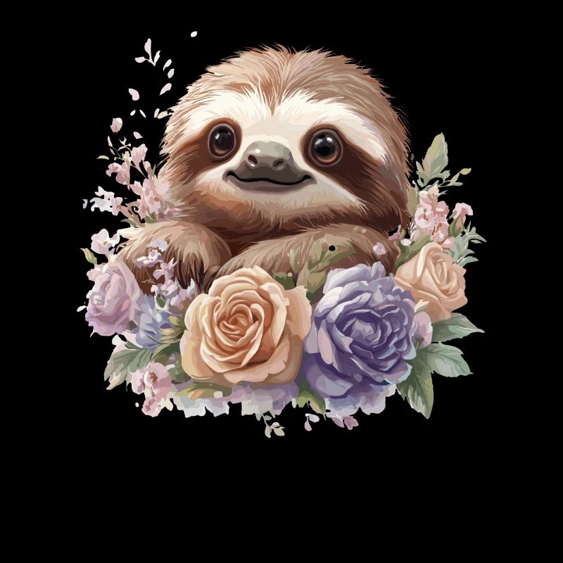 Sloth with roses