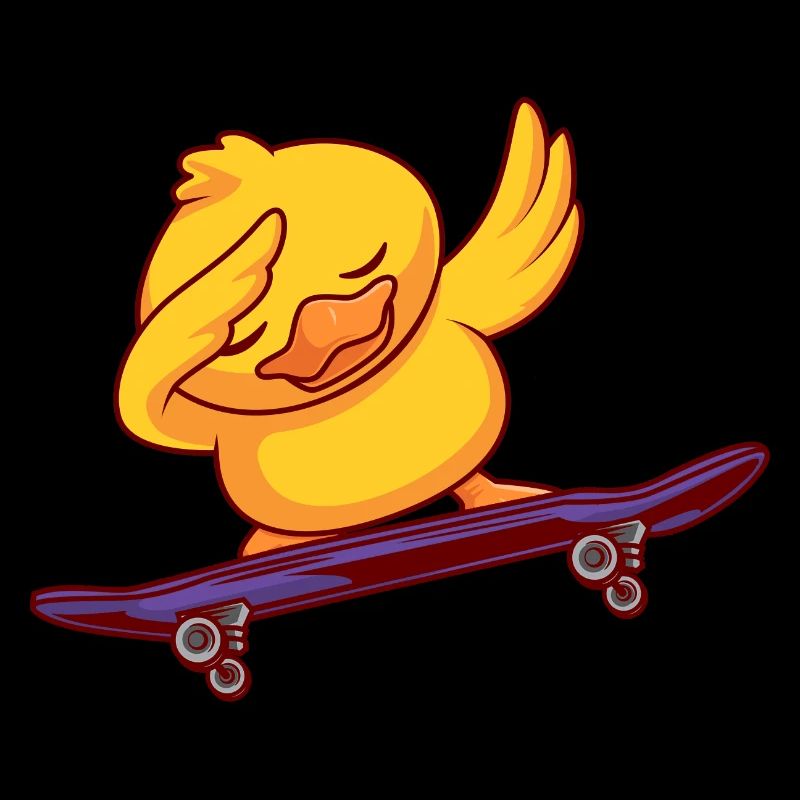 Duck on a skateboard
