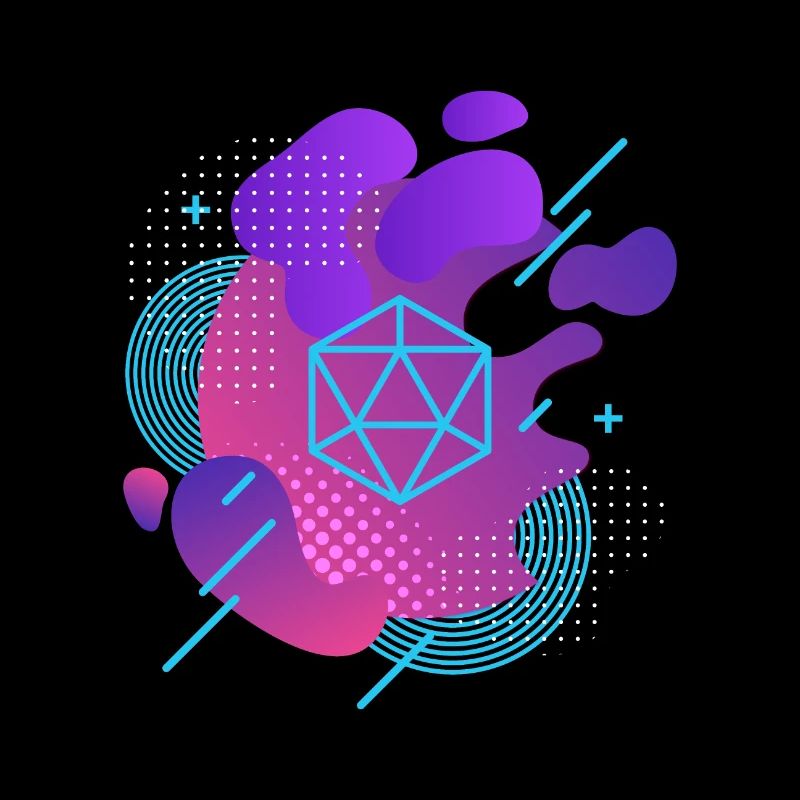 Futuristic Polyhedral D20 Dice Funky Blue