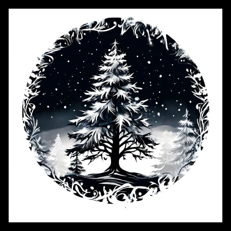 B&W Snowy-Tree Design