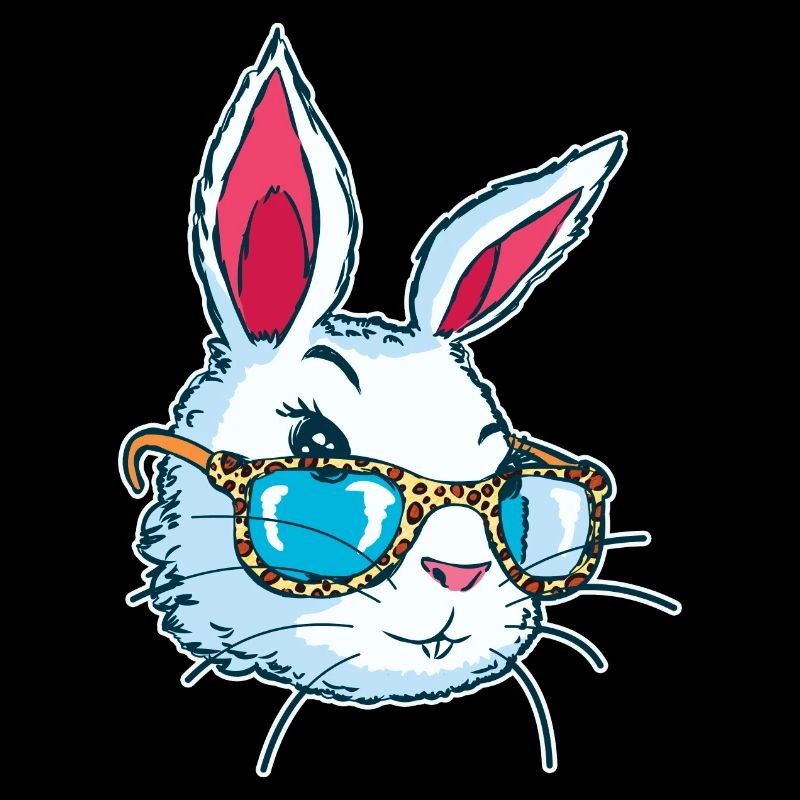 Cute Easter Rabbit Face Wearing Leopard Glass Gift