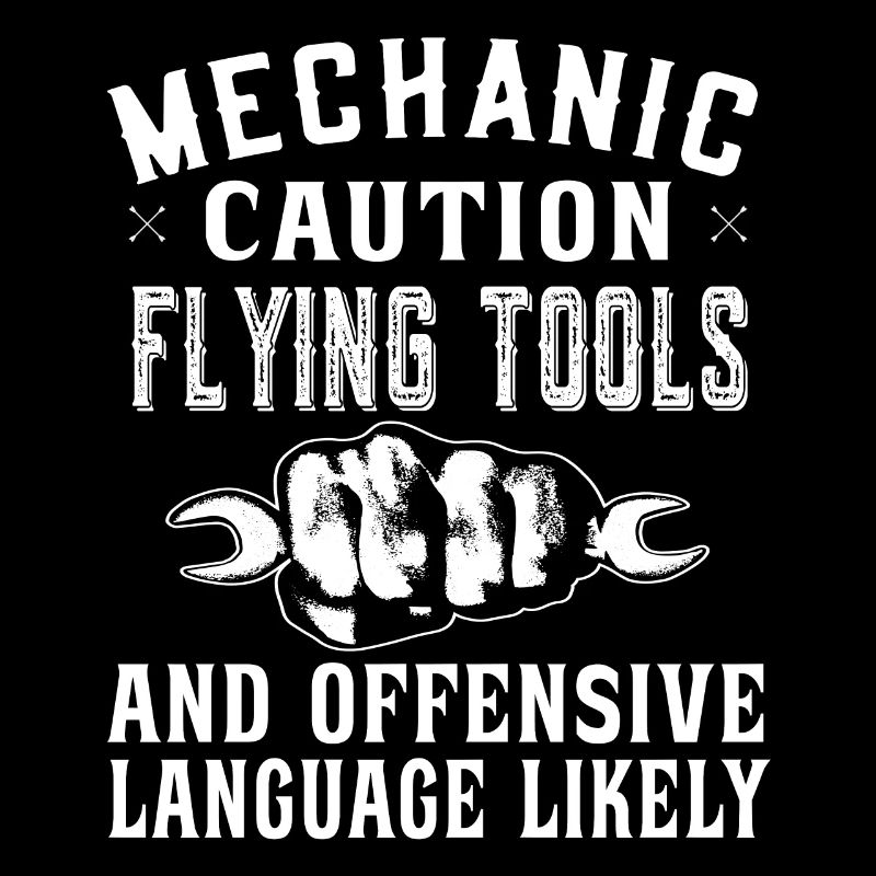 Mechanic Caution flying tools - Mechaniker