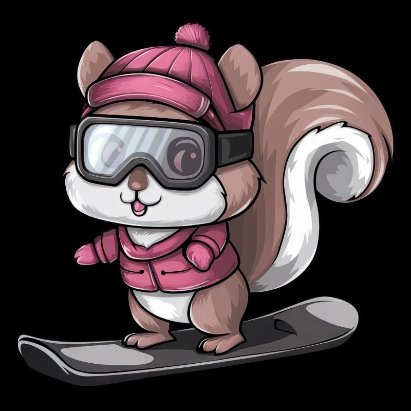 Cooler Eichhörnchen Snowboarder Wintersport
