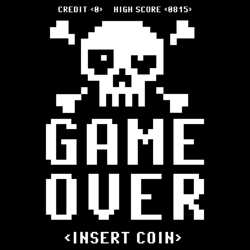 Game Over Insert Coin - Retro Pixel Gaming Skull